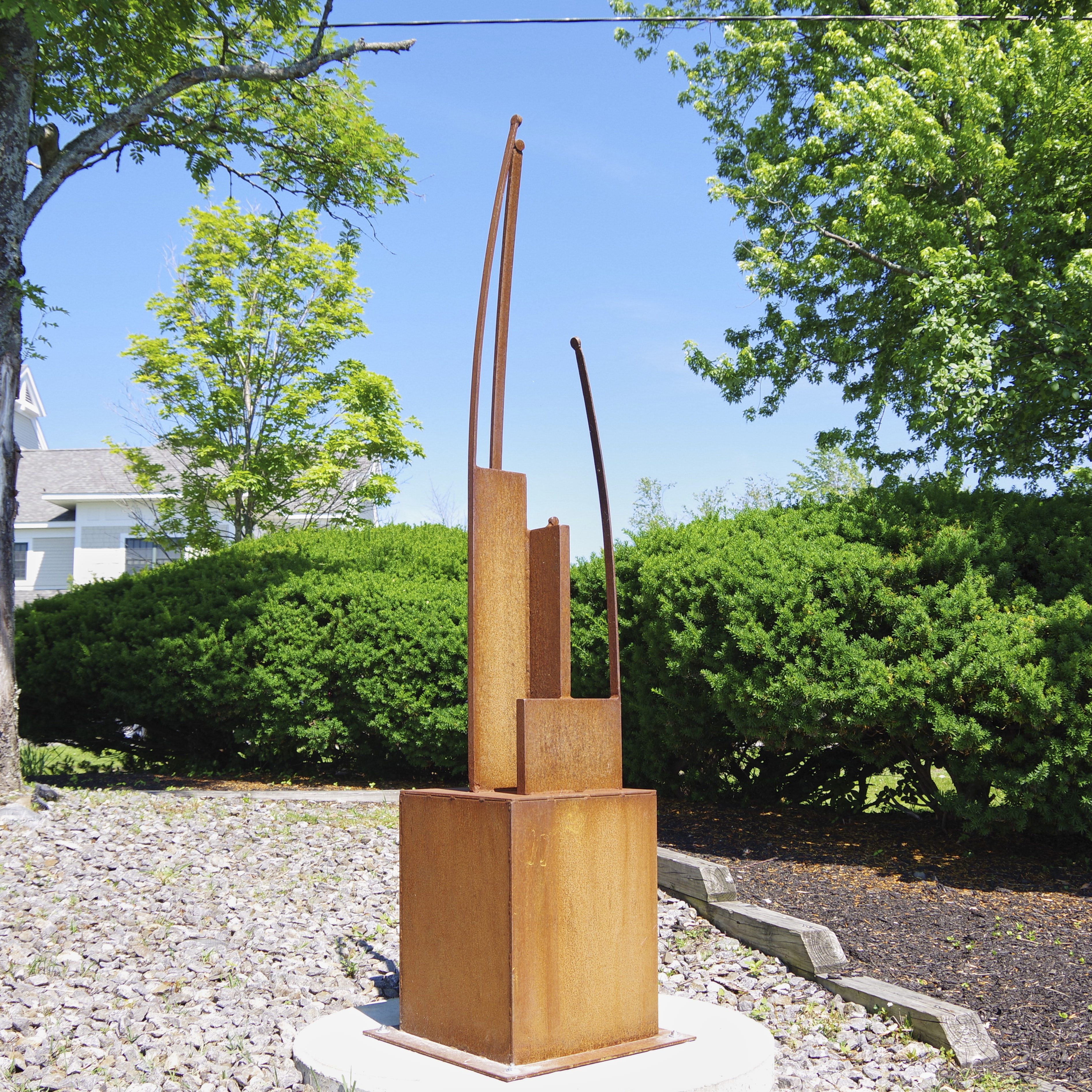 Massive sculpture of a dandelion, stainless steel.
