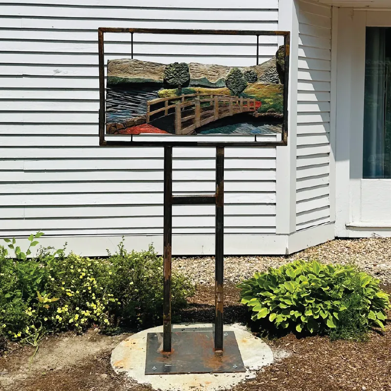 A photo of the sculpture "Lake Life Walk" by Sandra Sell