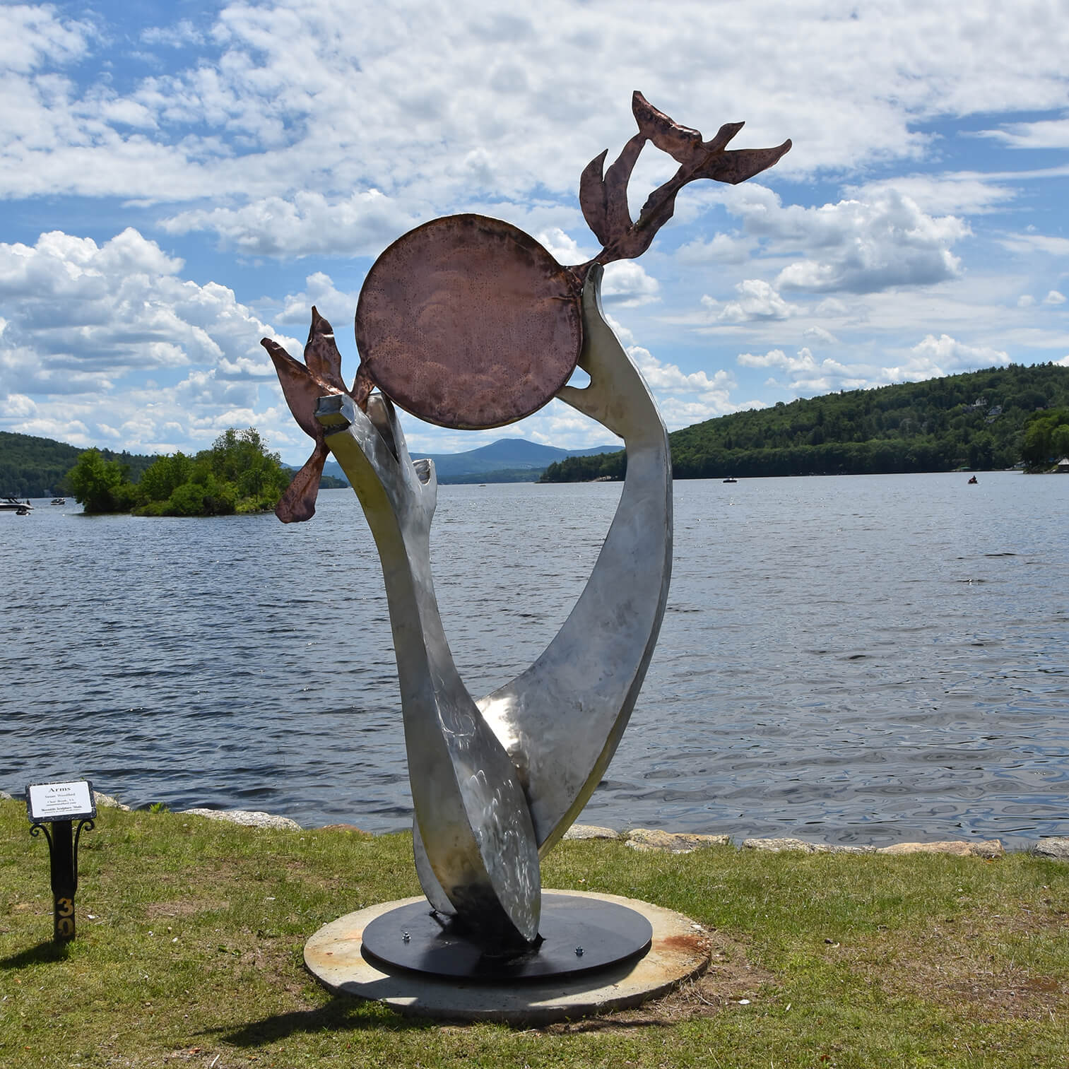 A photo of the sculpture "Endangered Alphabets Obelisk" by Scott Boyd