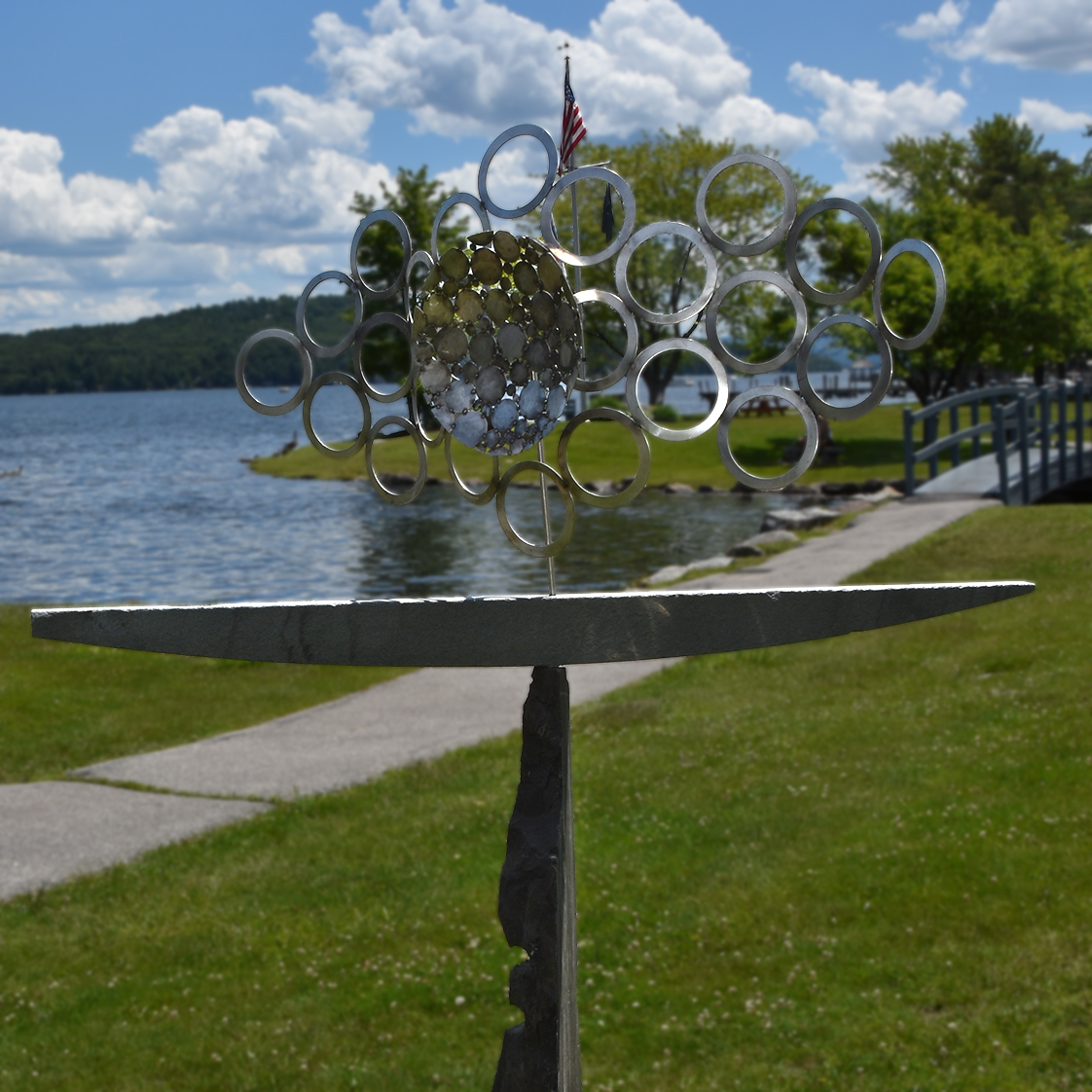 A photo of the sculpture "Lake Life Walk" by Sandra Sell